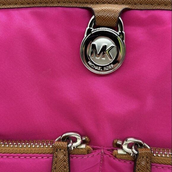 Michael Kors Kempton Hot Pink Nylon Tote Bag and Gold Mini Shoulder Bag Bundle - Picture 4 of 15